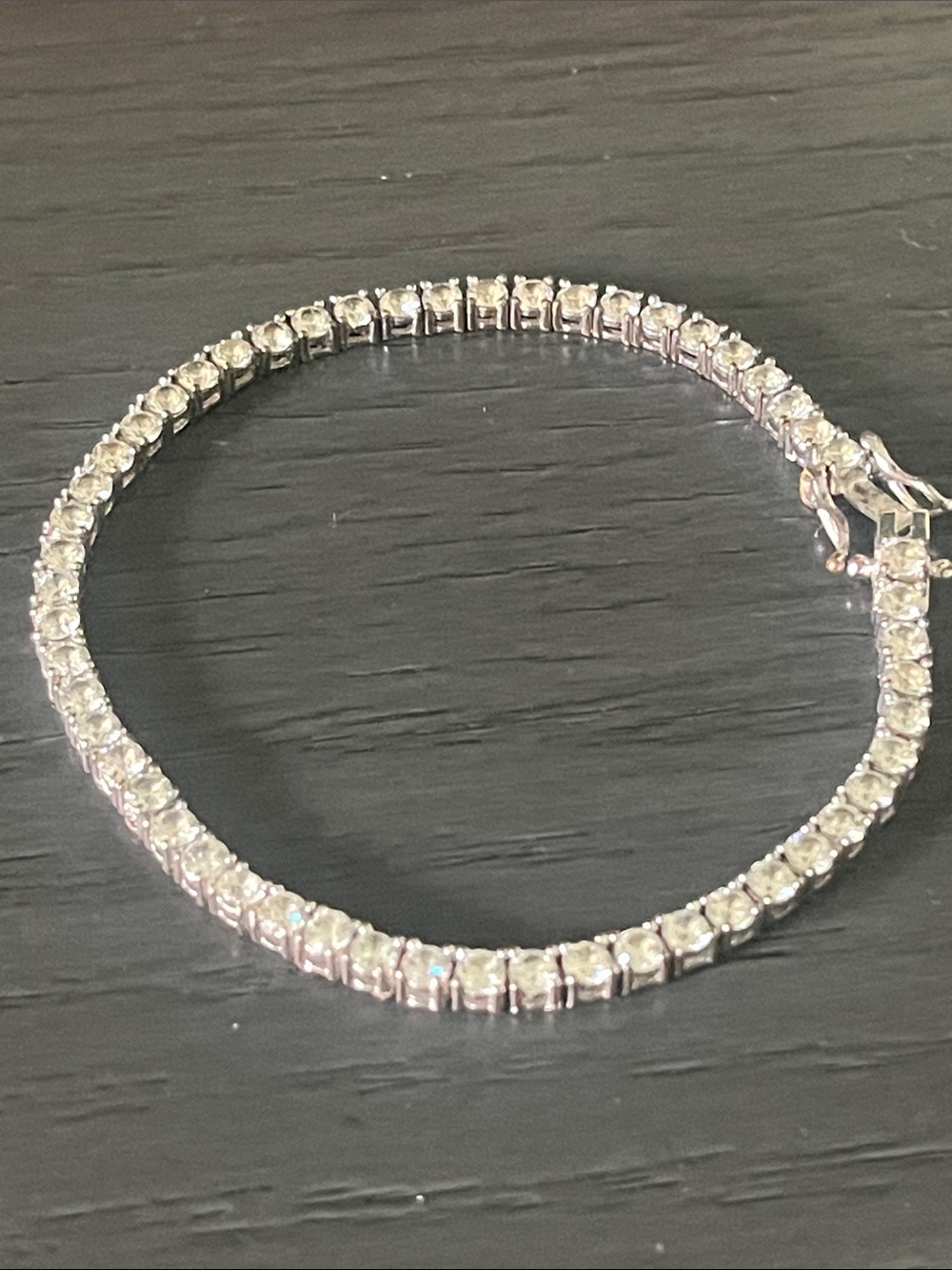 Source Unknown Silver-Tone Tennis Bracelet with Clear Stones